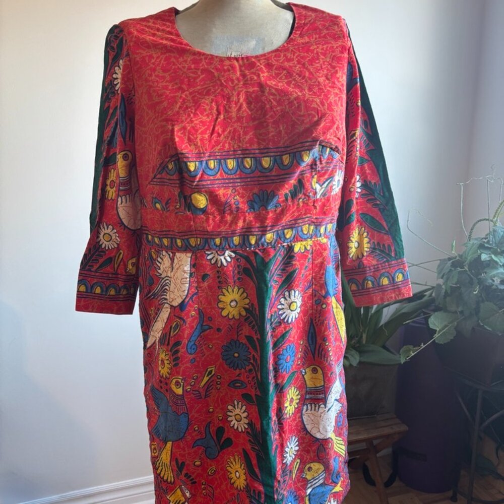 Fun and Vintage 1960s Colourful Dress (size 12/ 14)